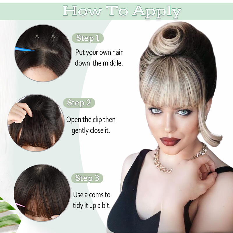 Thin Neat Bangs AS Remy Human Hair Extensions Clip in on Fringe Front Hairpieces