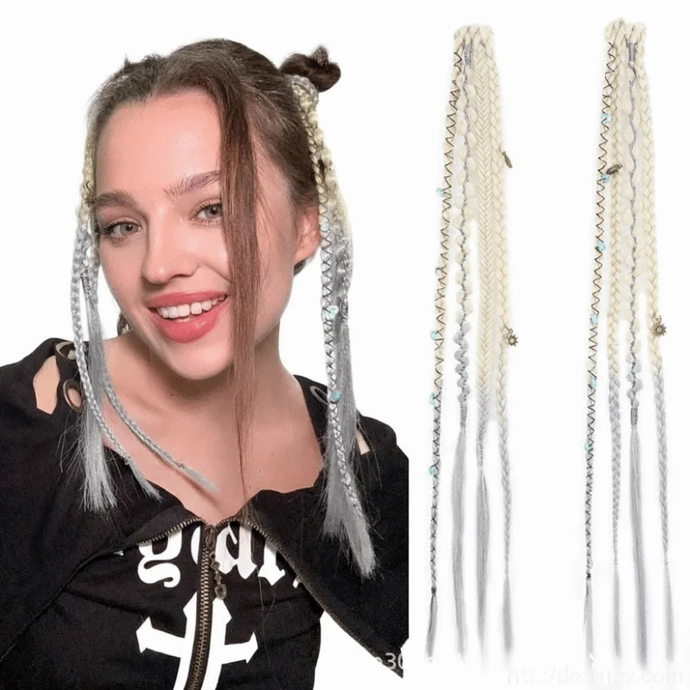 Handmade Bohemia Clip in Hair Extensions Synthetic Weaving Long Braid Fairy Hair