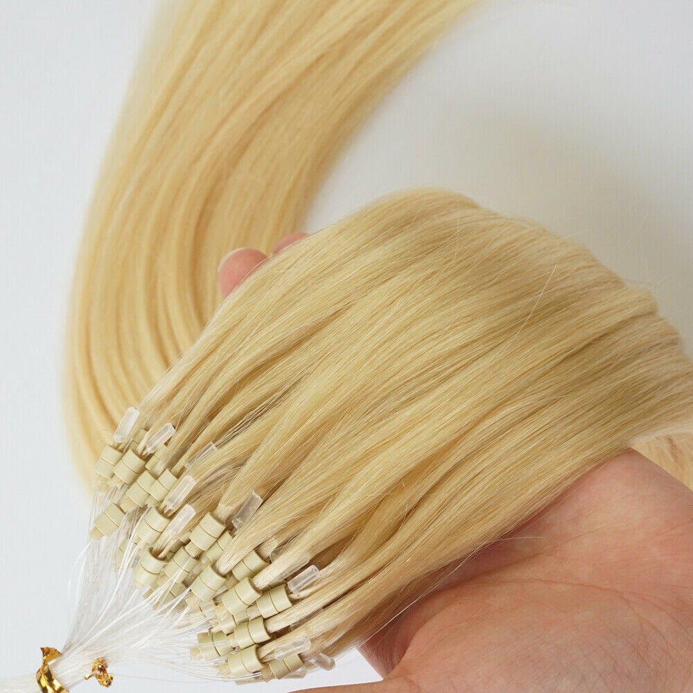 Micro Link Loop Tip Human Hair Extensions Micro Beads Double Drawn Thick 1g/s 9A