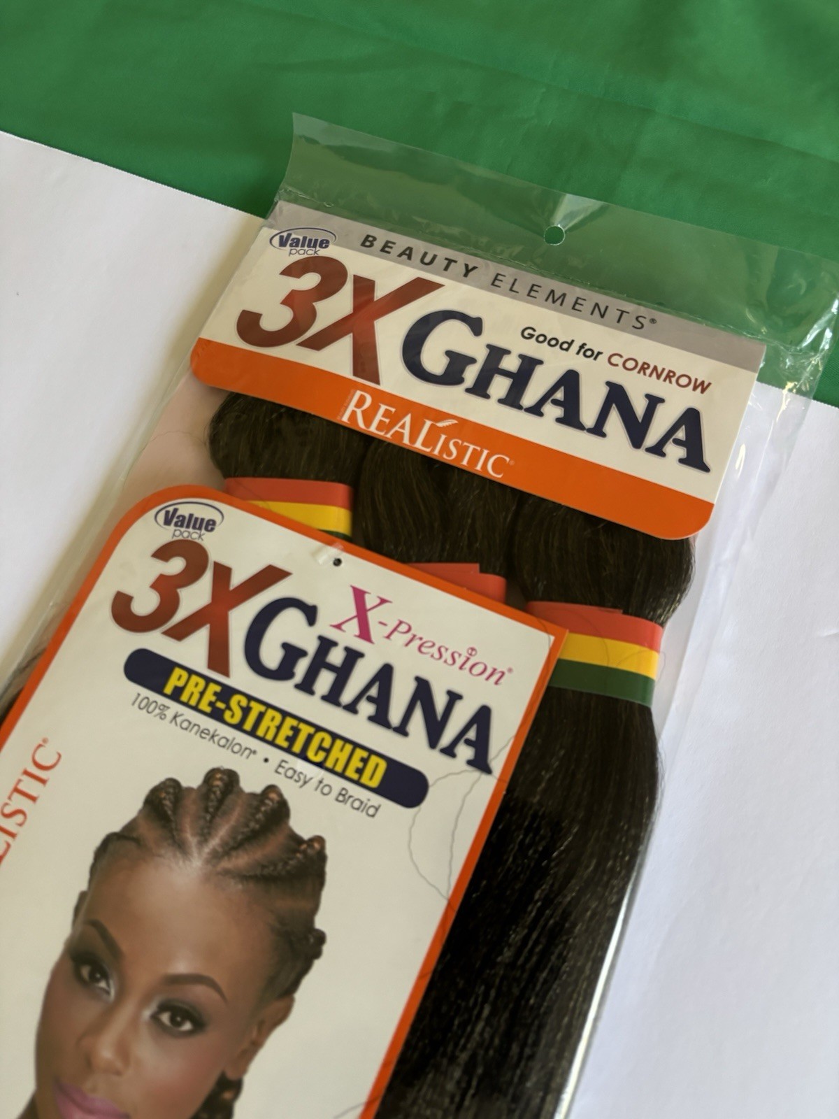 Realistic 50” 3X GHANA PRE STRETCHED 100% Kanekalon – Color T1B27 Brand New