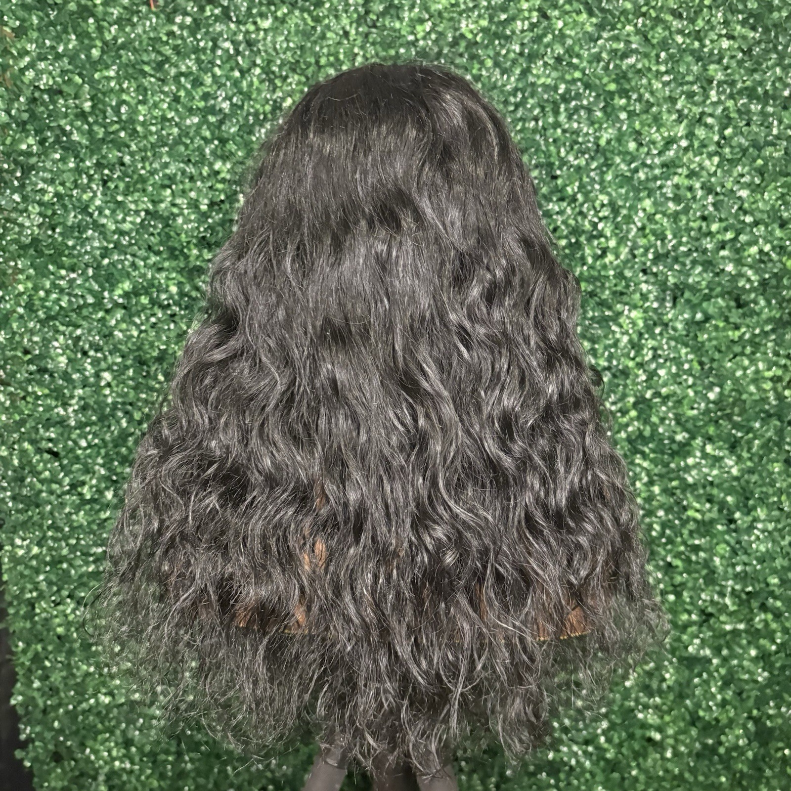 BRAND NEW 22inch Loose Curly Human Hair Blend 4×4 Lace Closure Wig Natural Blk