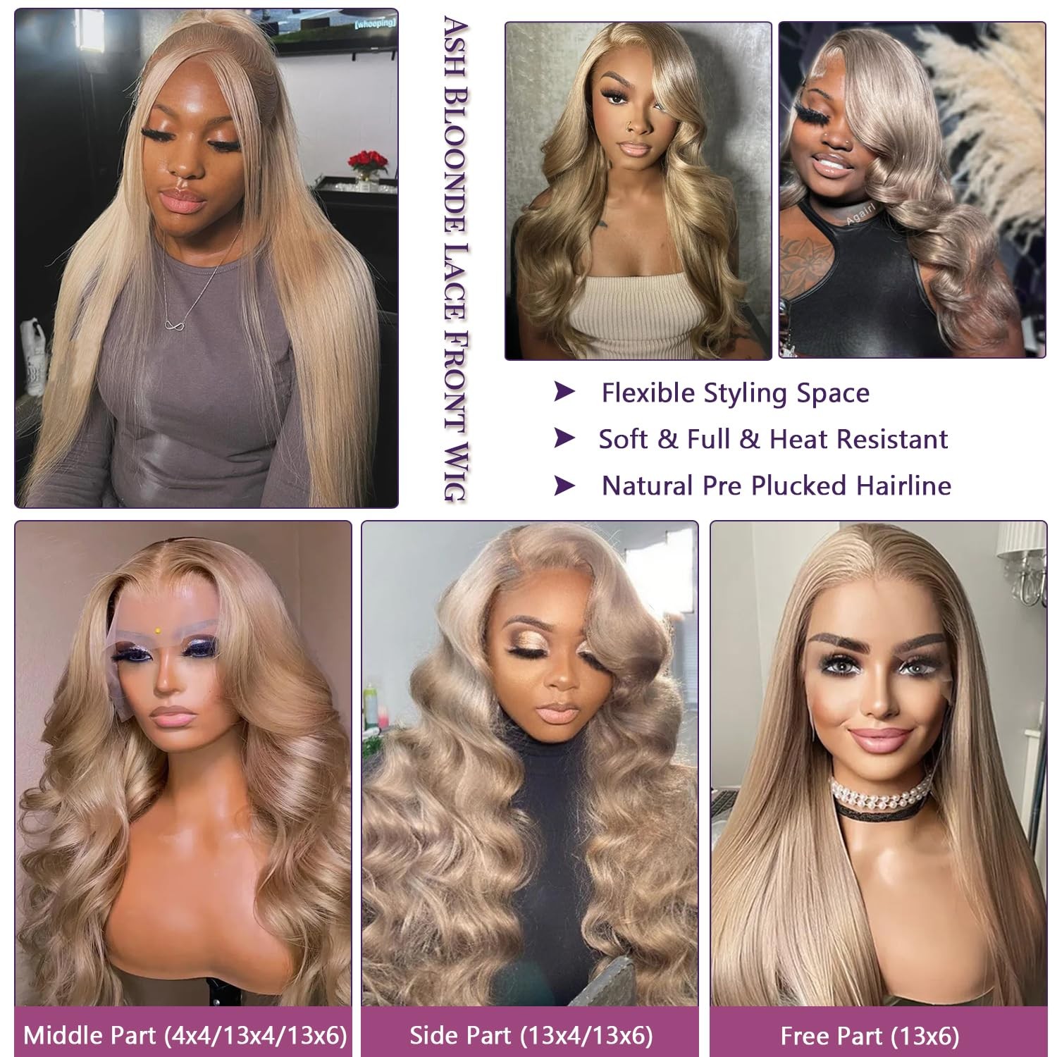 Ubetta Ash Blonde Wig Human Hair 13X6 Lace Front Wigs Human Hair Ash Blonde