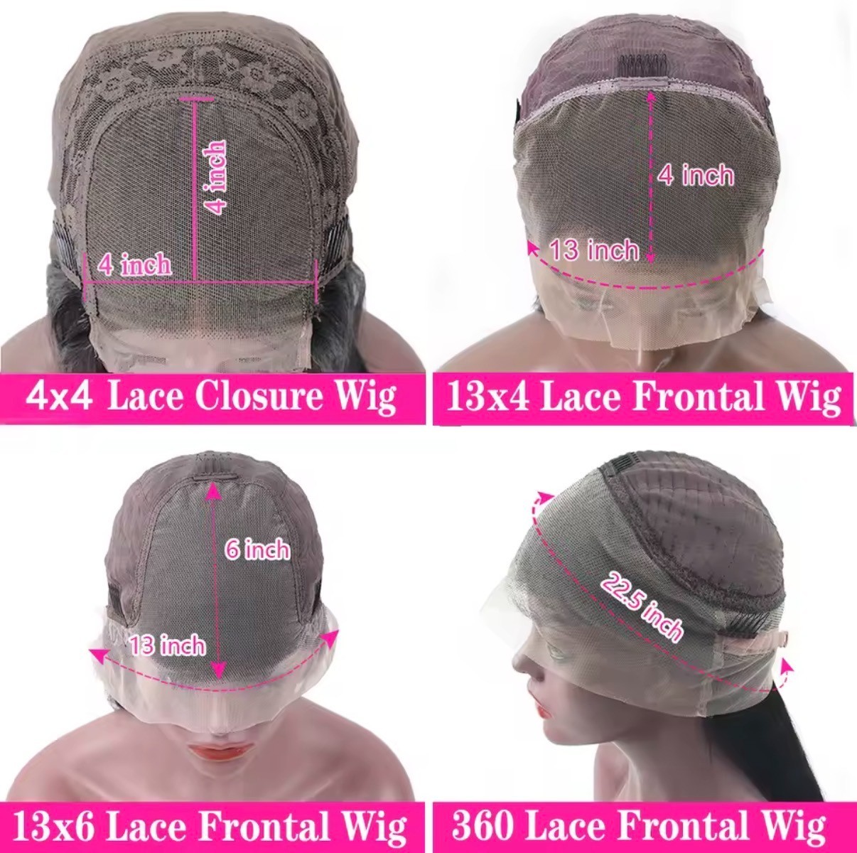 4×4 Lace Closure Human Hair Wig Curly Black Brazilian Remy Pre-plucked