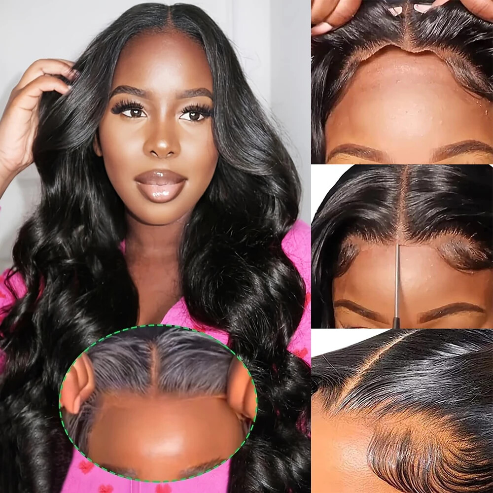 13×6 Body Wave HD Transparent Lace Front Human Hair Wig 40 Inch 5×5 200 Density