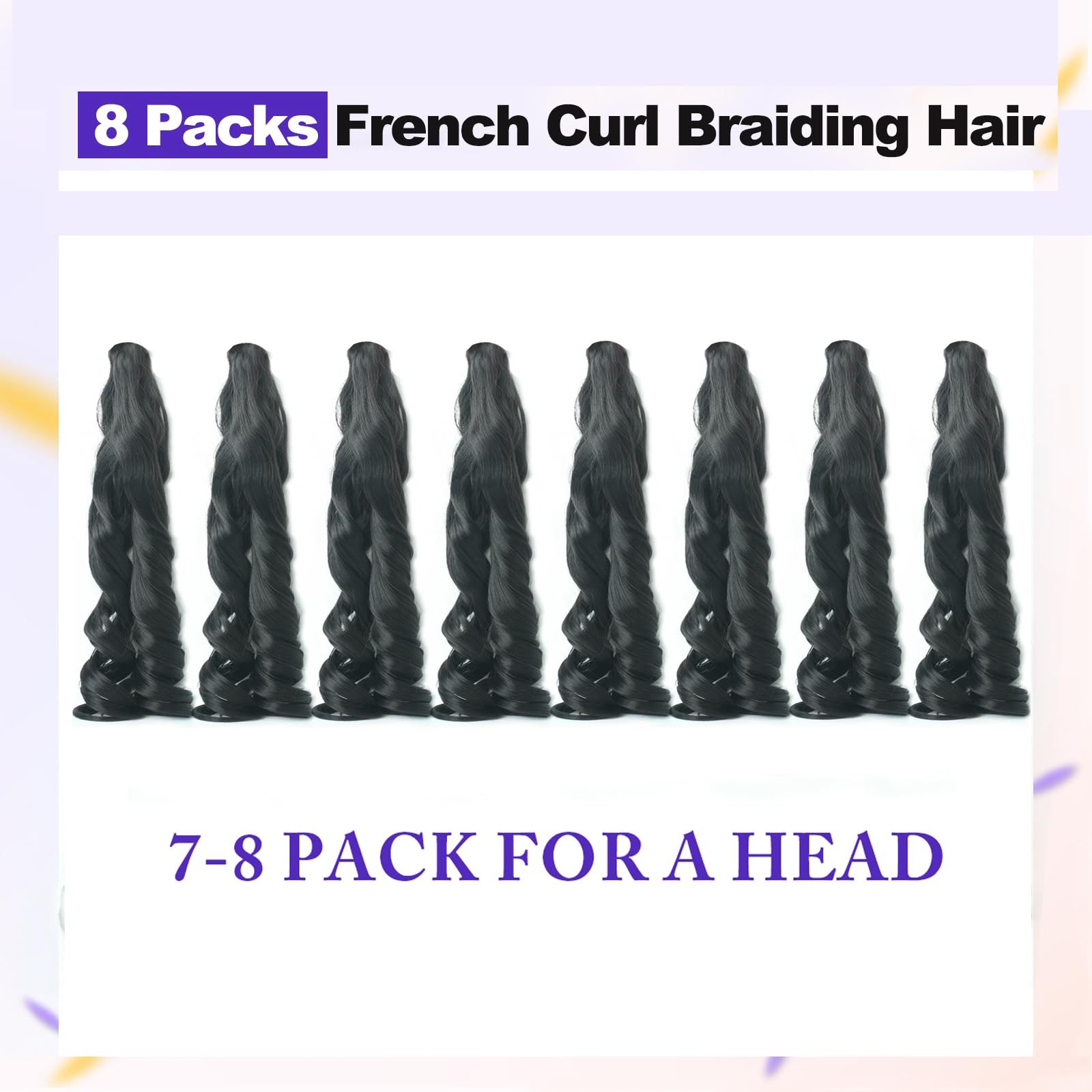 French Curl Braiding Hair 12 Inch Natural Black 8Packs Loose Wavy Spiral Curl