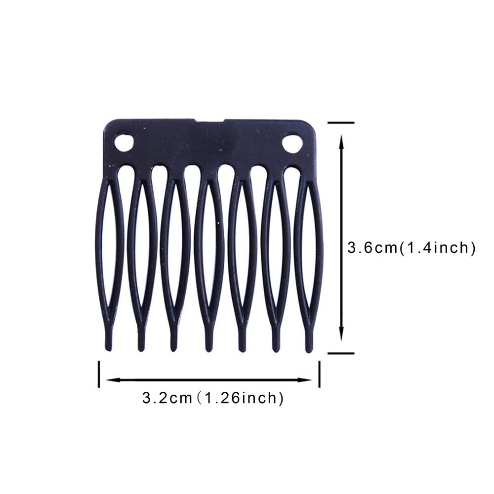 50 PCS Hair Clip Combs for Wigs – 7-Teeth Plastic Combs with Caps, Ideal
