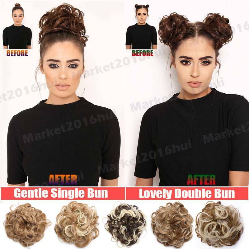 LARGE Curly Updo Messy Bun Hair Piece Scrunchie Real Long Wrap on Hair Extension