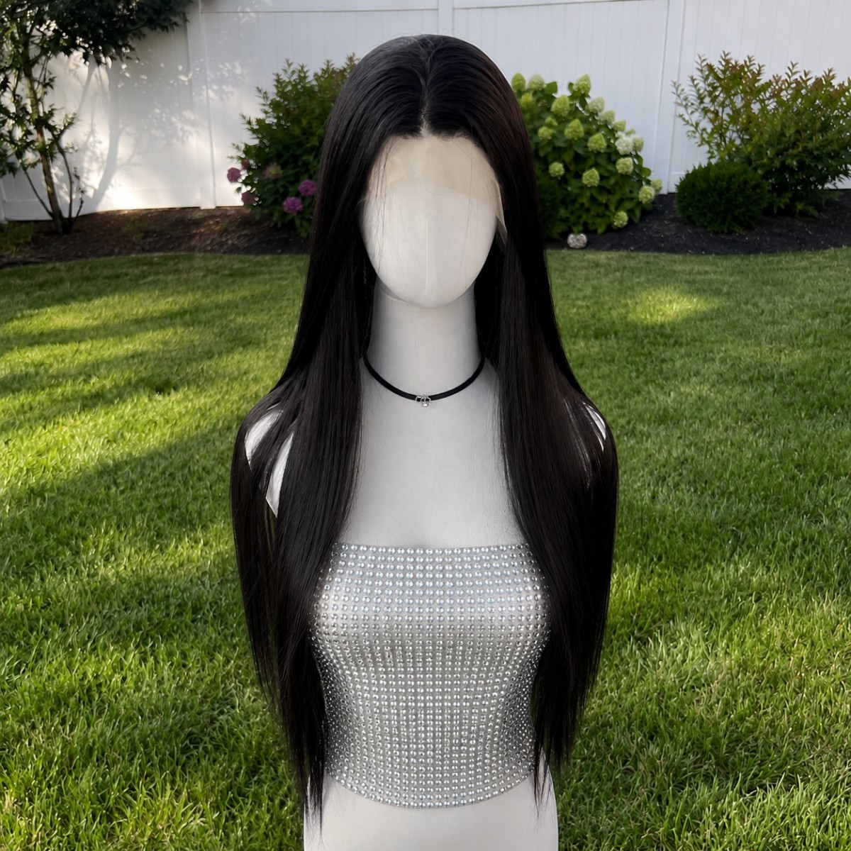 Lace Frontal Wig Soft Long Straight Black Heat Resistant Hair Women