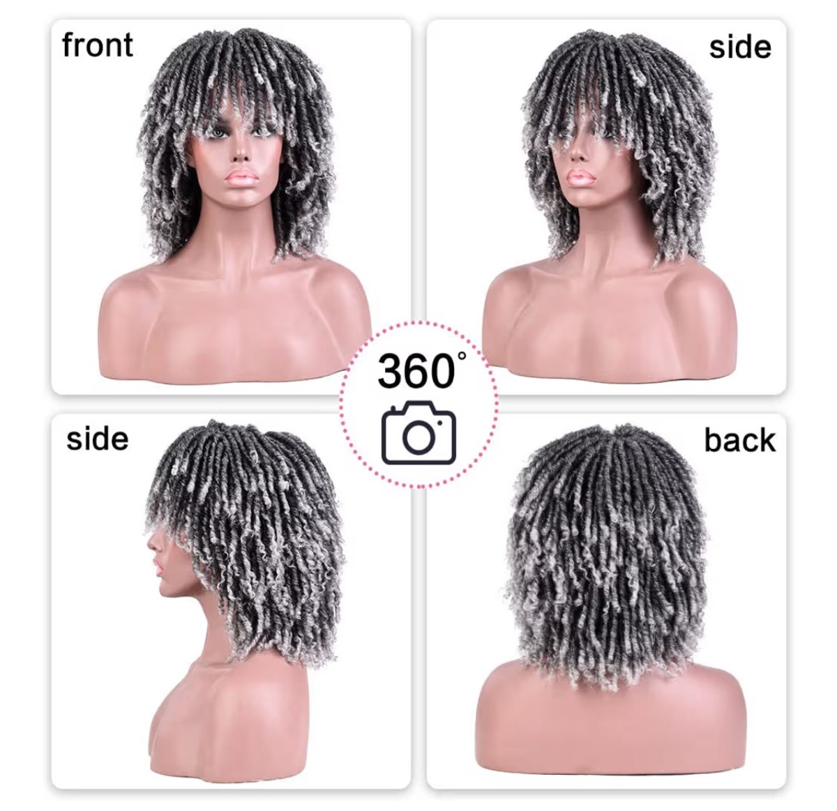 6 Inch Short Dreadlocks Wigs for Black Women and Man with Clips In Synthetic