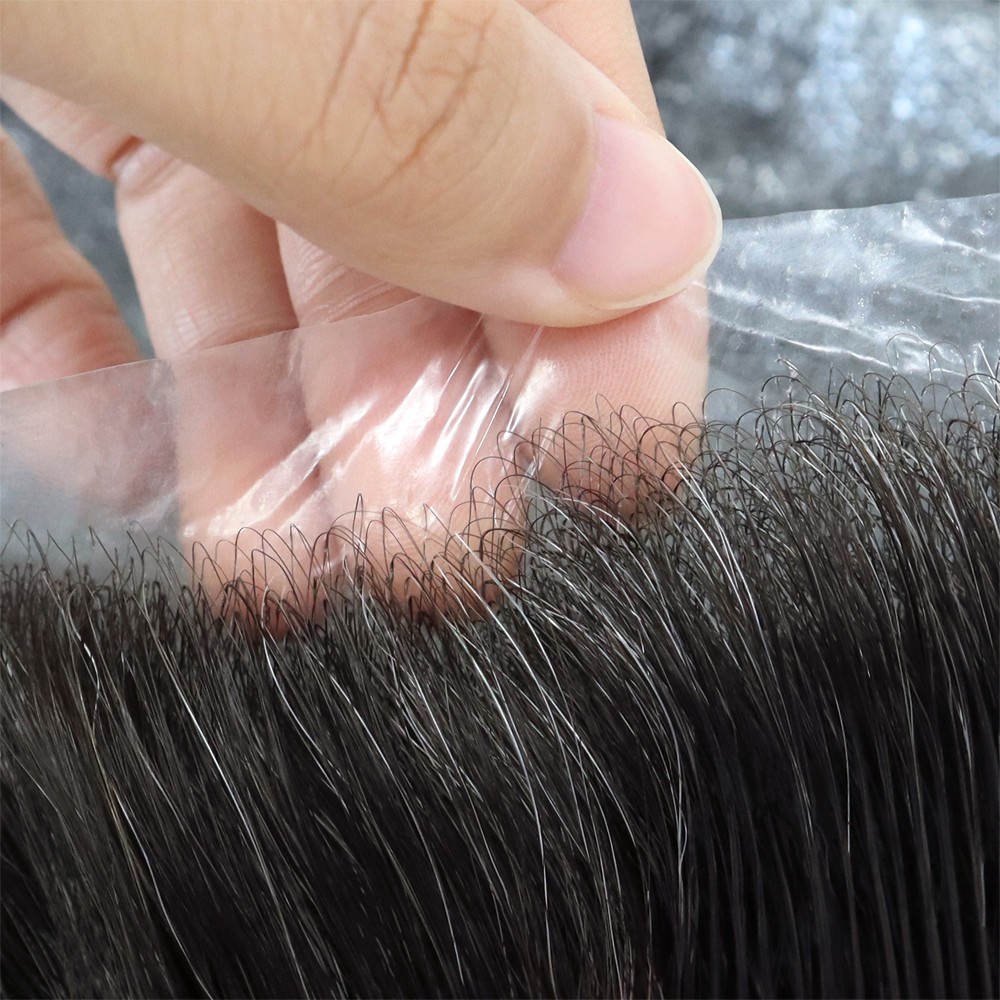 Micro Ultra Thin Skin Super Mens Toupee Human Hair System 0.02mm Hairpieces OSNG