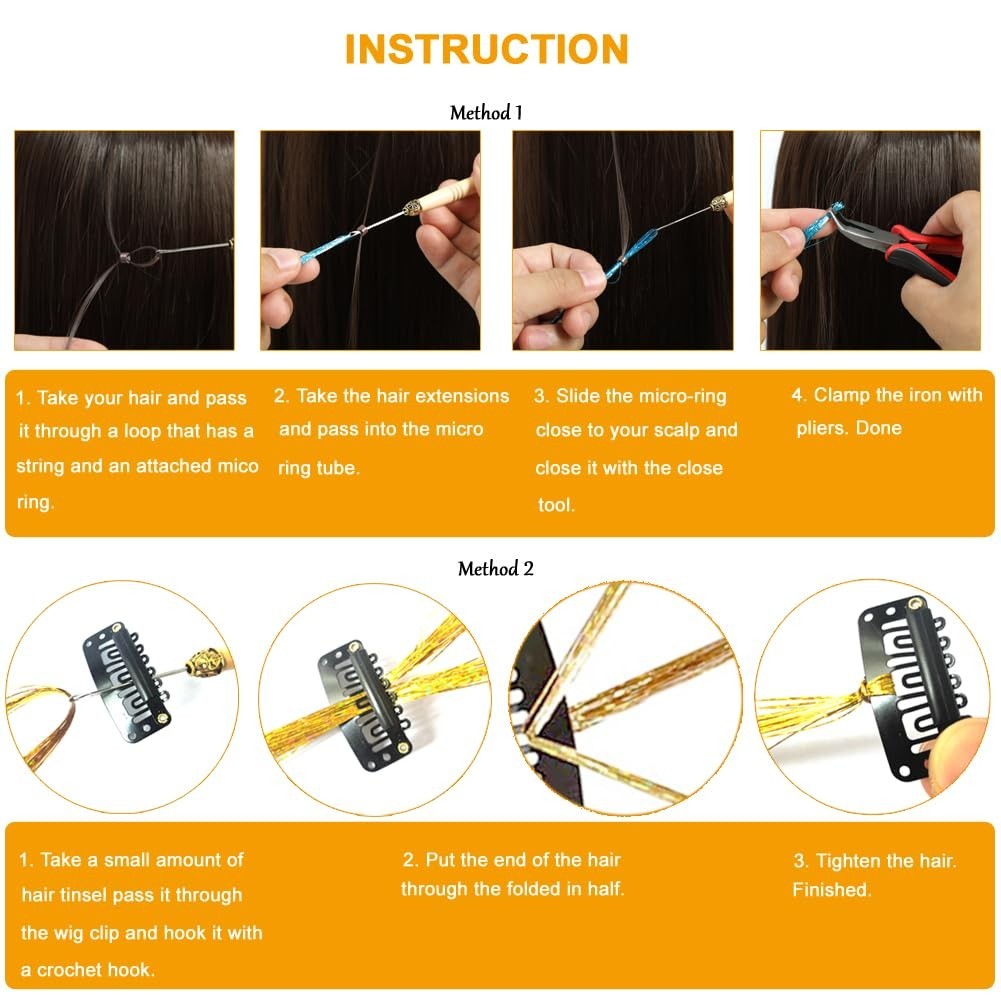 Fashion-Forward Hair Tinsel Kit: 20 Stunning Colors, Includes Easy-Use Tools