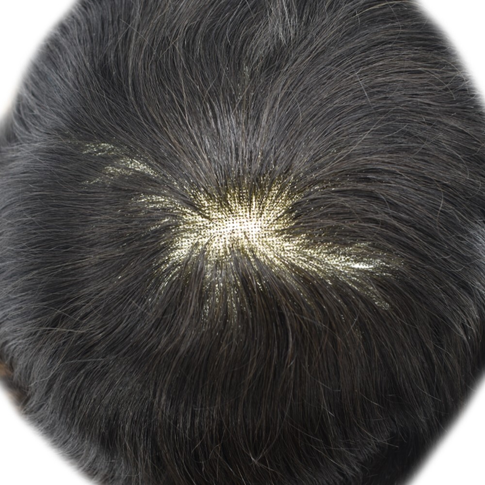 Toupee Men Human Hair Replacement Systems French Lace Poly Coating Wig Hairpiece