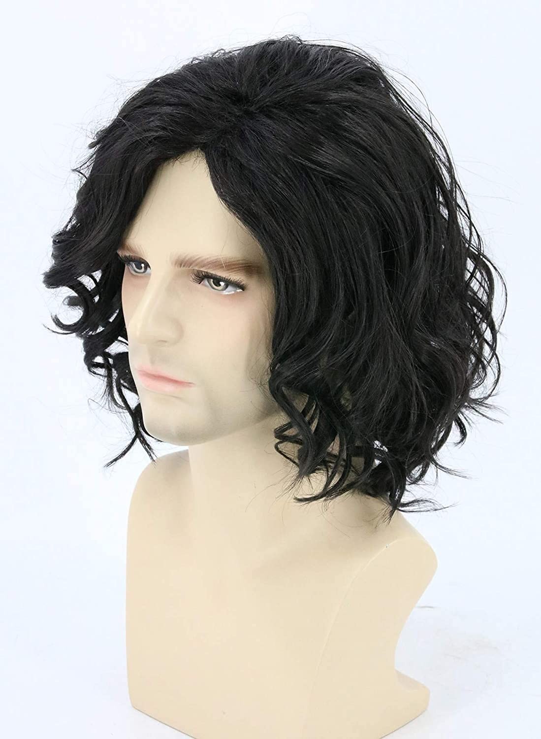 Adjustable 14-inch Black Curly Wig – Perfect for Halloween & Cosplay Events