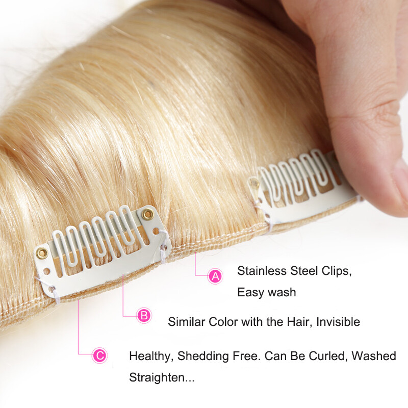 8PCS Clip In Hair Extensions 100% Real Soft Human Hair Weft Any Color 14″-24″ US