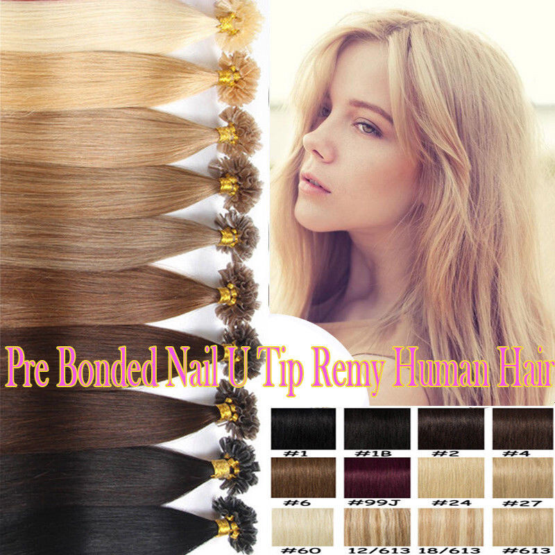Pre Bonded Keratin Nail U Tip Remy Human Hair Extensions Double Drawn Thick 1g/s