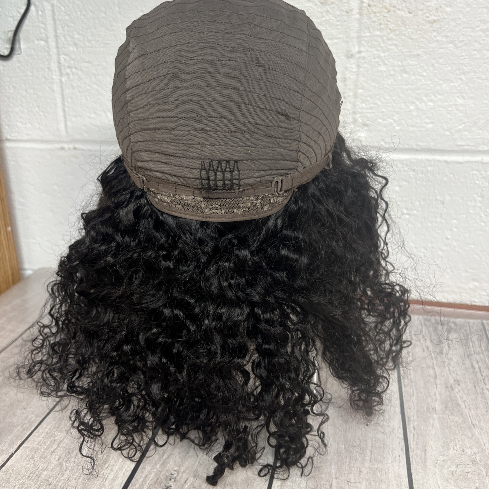 Curly Human Hair Wig with Bangs for Black Women 4×4 HD Lace Closure Wigs 20”