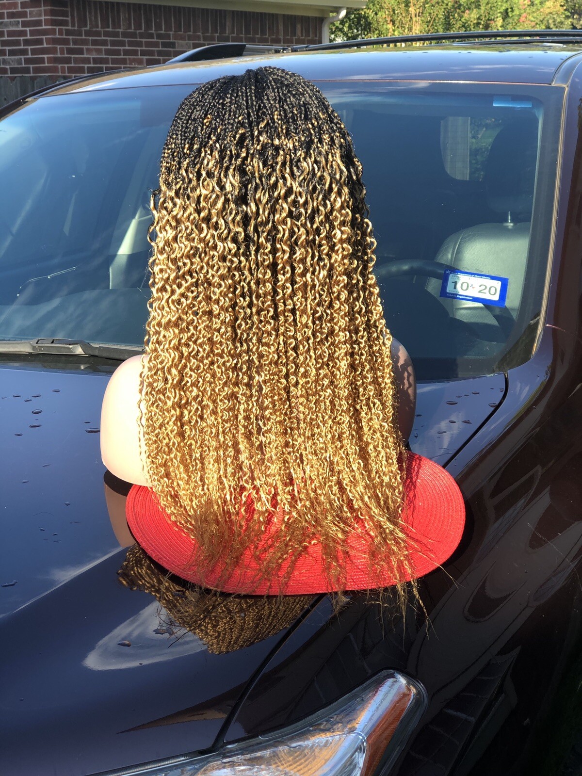 Braided Wavy Wig .. Custom made.color Is Gold & Black.The Length Is 22inches.