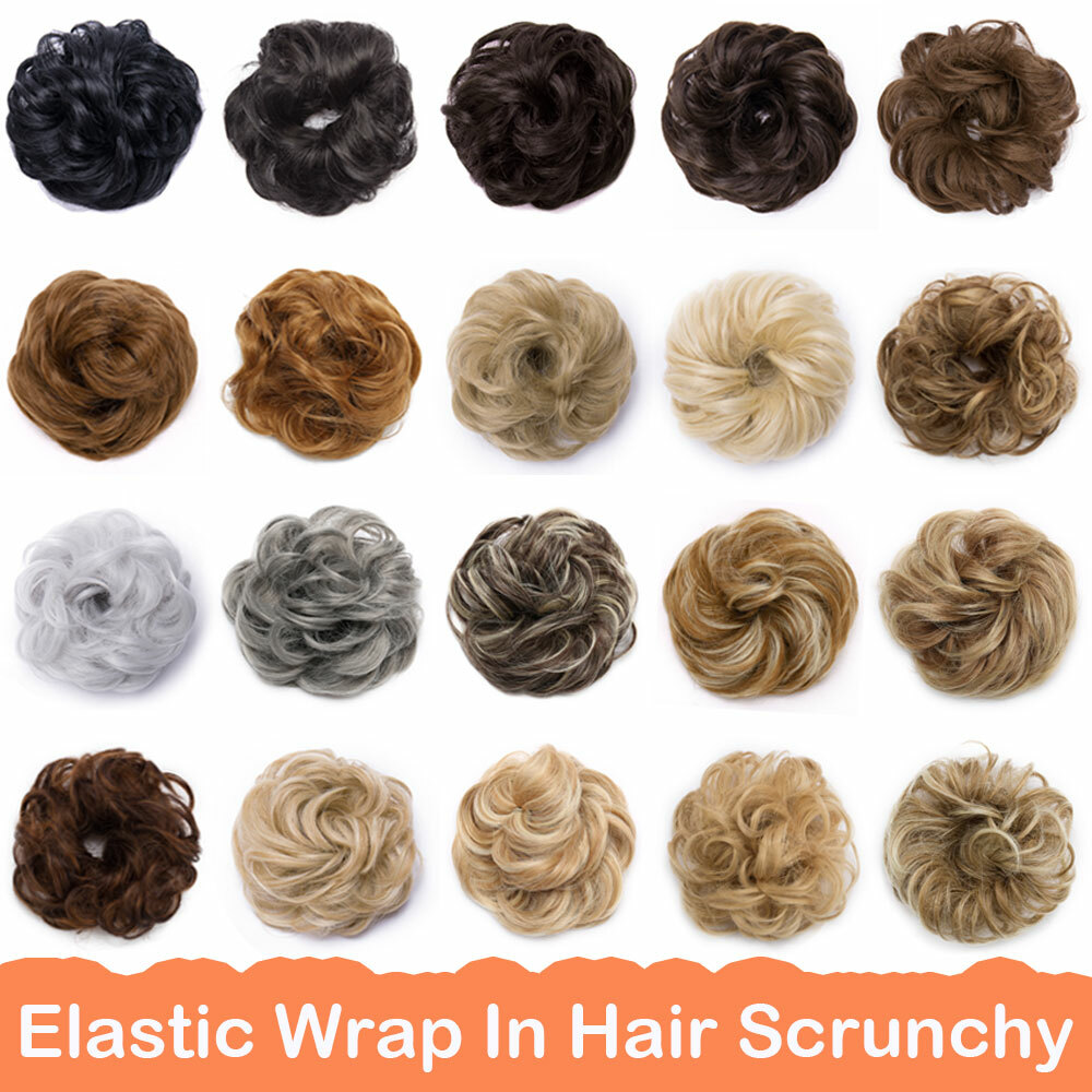 Real Thick Curly Messy Bun Hair Piece Scrunchie Hair Extensions AS HUMAN HAIR US