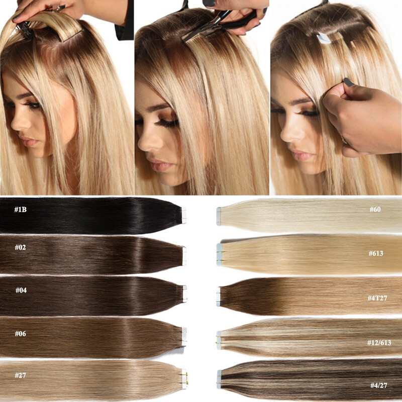 Super Soft 150g Tape In Hair Real Remy Human Hair Extensions Weft Ombre Thick US