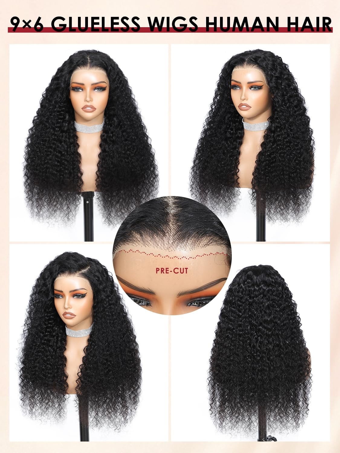 18″ HD Lace Front Wig – 9X6 Max Part, Glueless, Pre-Plucked, 210% Density Curly