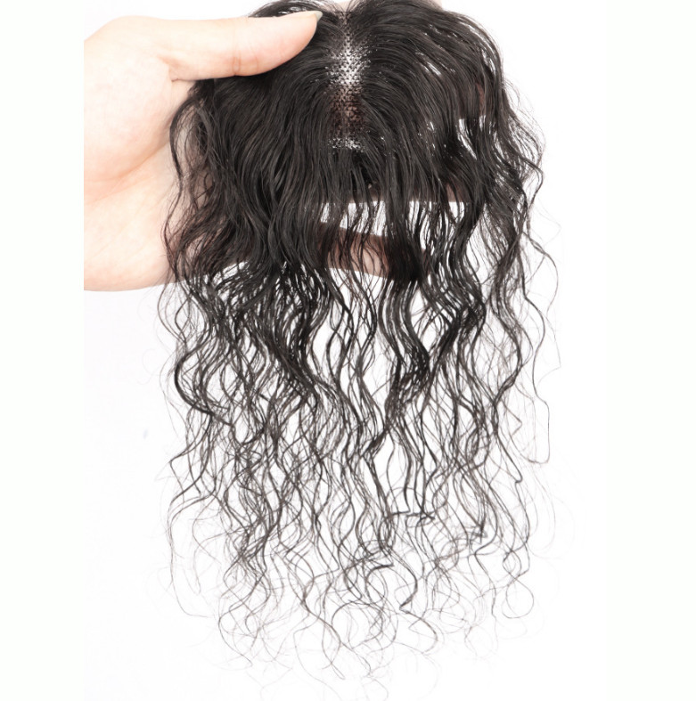 Curly Wavy Hair Clip In 100% Human Hair Toppers -Loss Thin Hair Top Replacement
