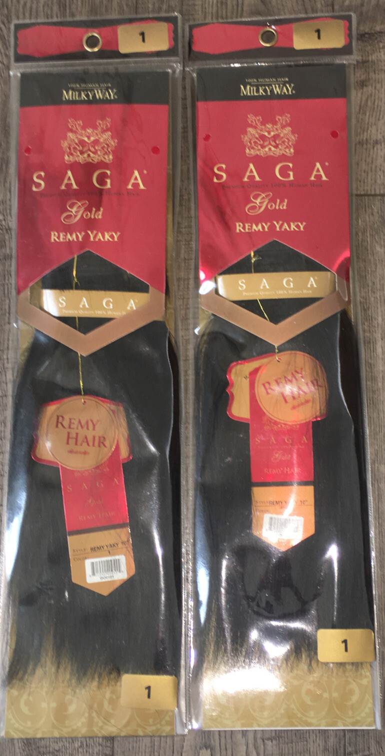Saga remy yaky 10” color 1 premium quality 100% human hair (2 piece)