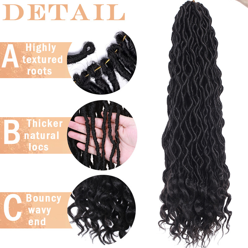 Soft Faux Locs 16-36″ 120 Strands Super Long Goddess Locs Crochet Hair Natural