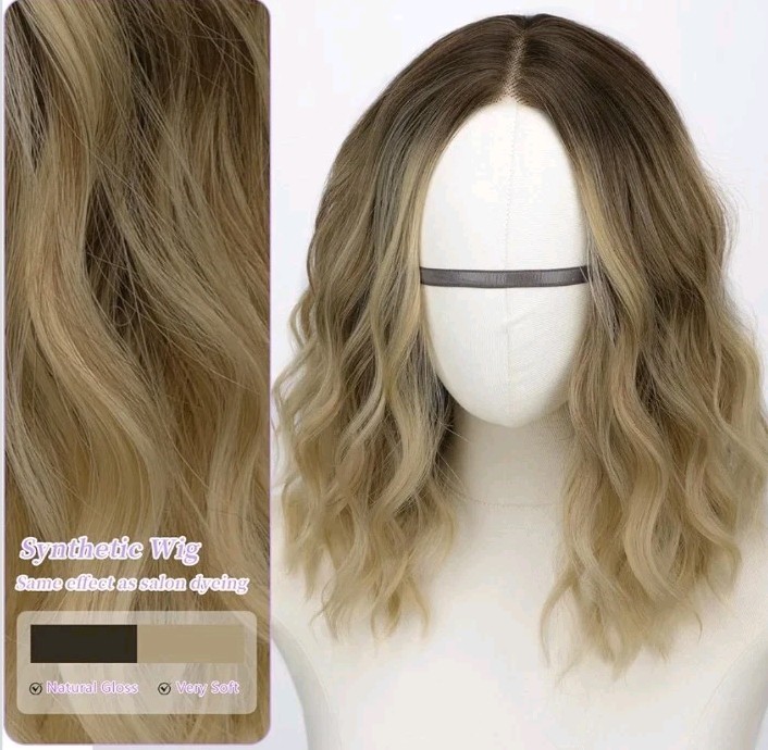 AISI HAIR 14 Inch Ombre Blonde Wigs for Women – Shoulder Length Wave Wig with…