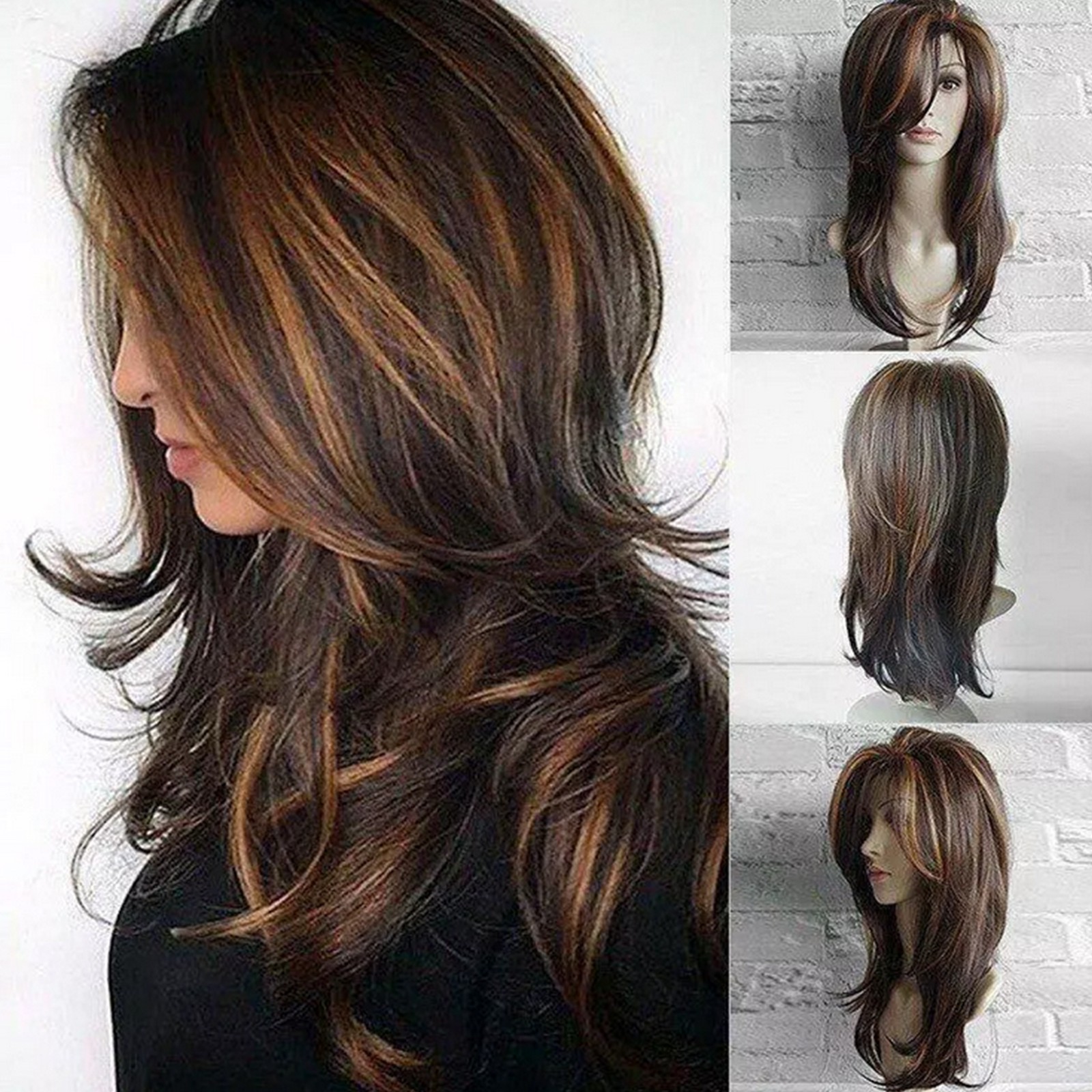 New Gorgeous Women’s Long Mix Brown Straight Hair Wigs Color