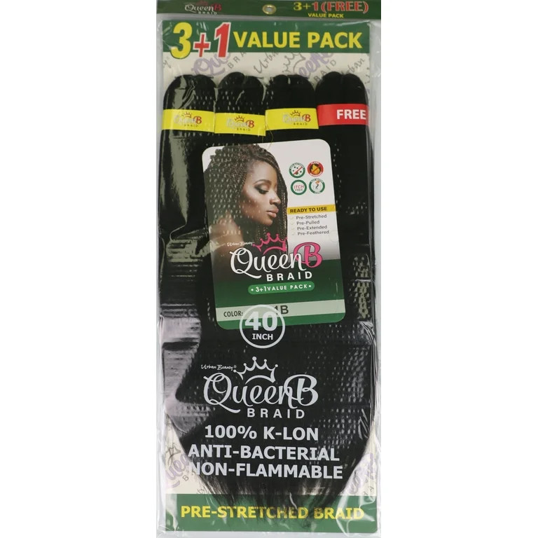 Queen B Braid Prestretched 40” Color 1B Brand New Free Shipping!