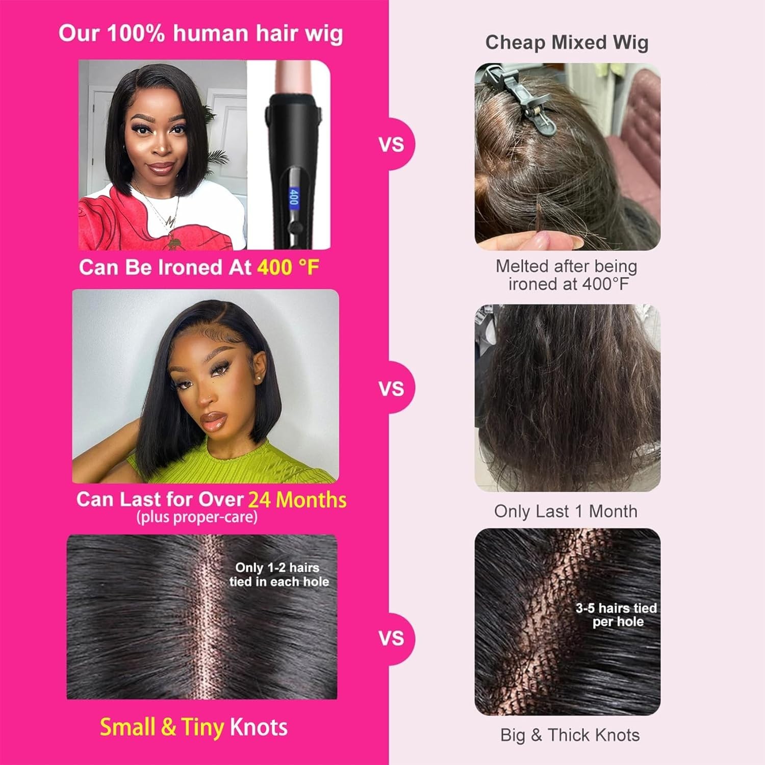 Wear and Go Glueless Bob StraightWig Human Hair Pre Plucked Pre Cut 4×4 Lace Wig