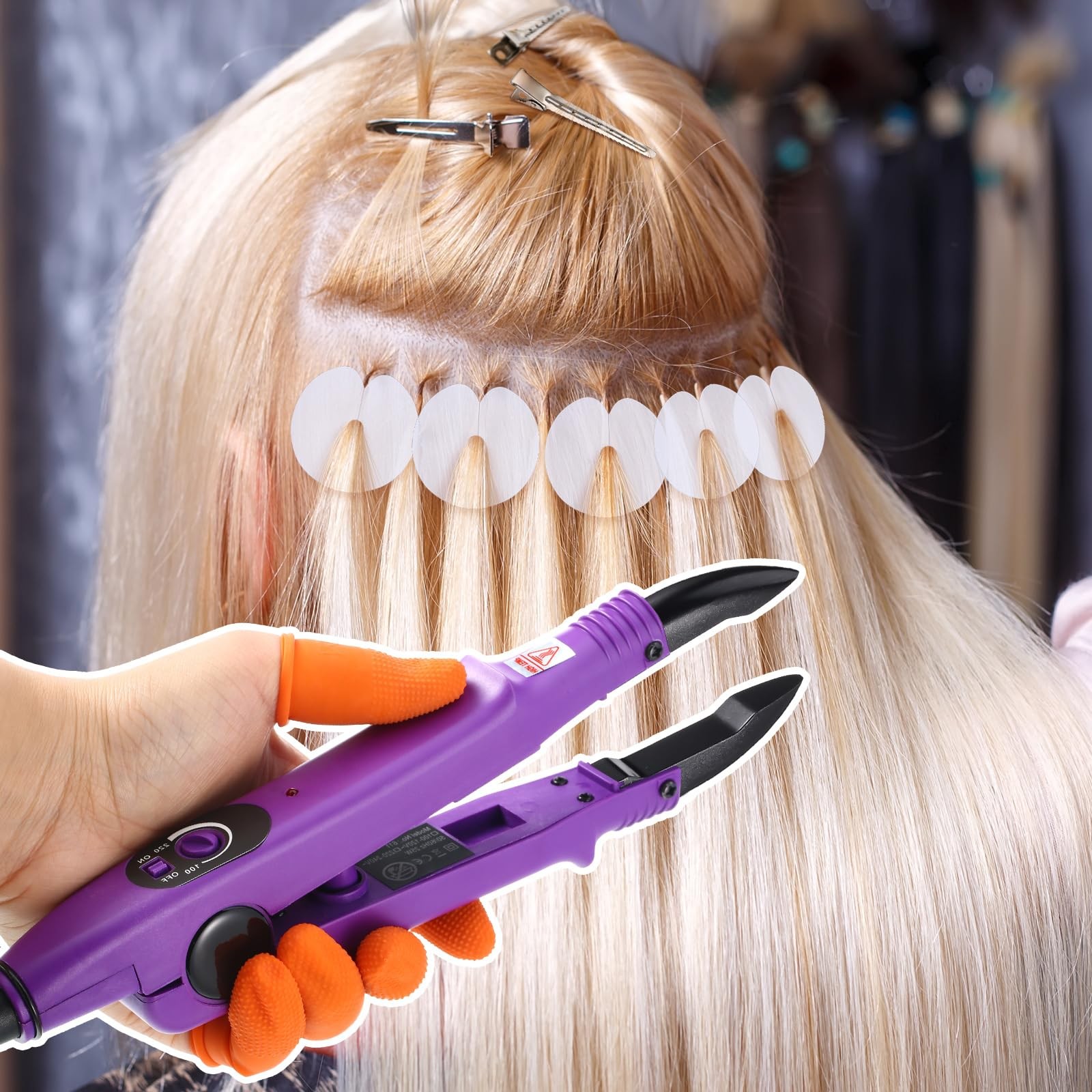 Fusion Hair Extension Heat Iron Keratin Beads, Fusion Glue Protector, Template