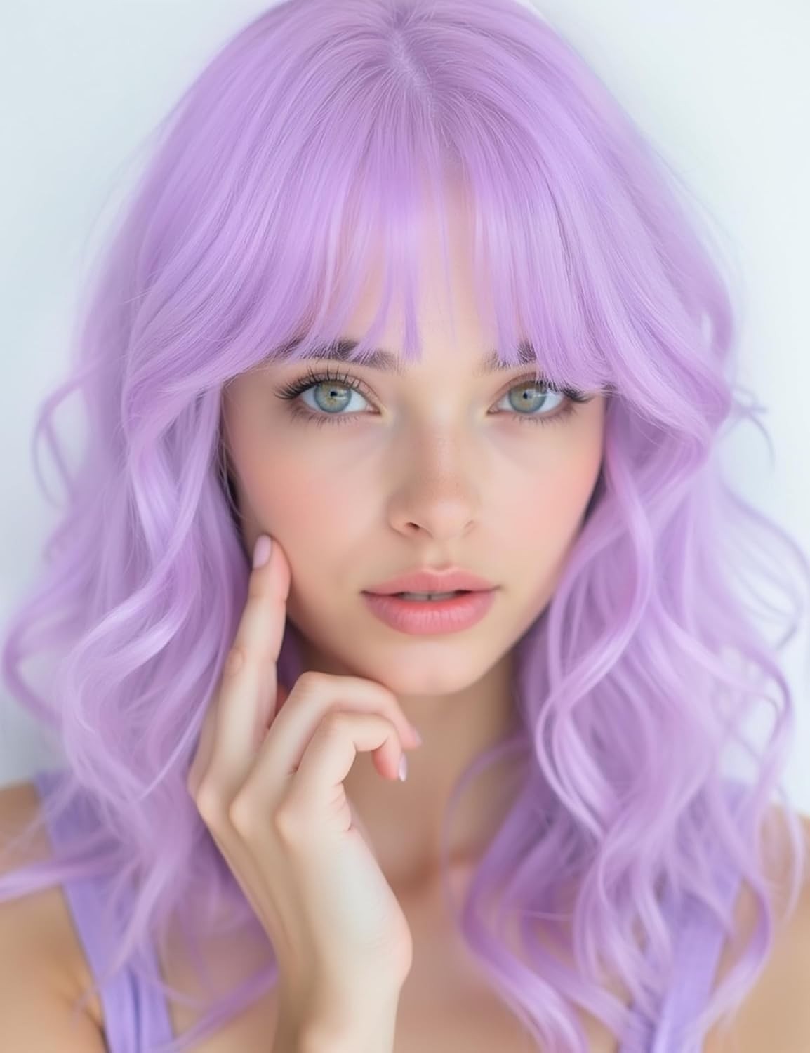 15″ Violet Wavy Bob Wig for Women Party Cosplay 165E095456
