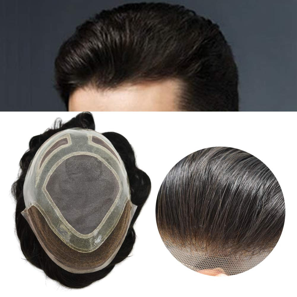 Mens Toupee Hair Replacement System Lace Front Mono Skin Human Hair Pieces US