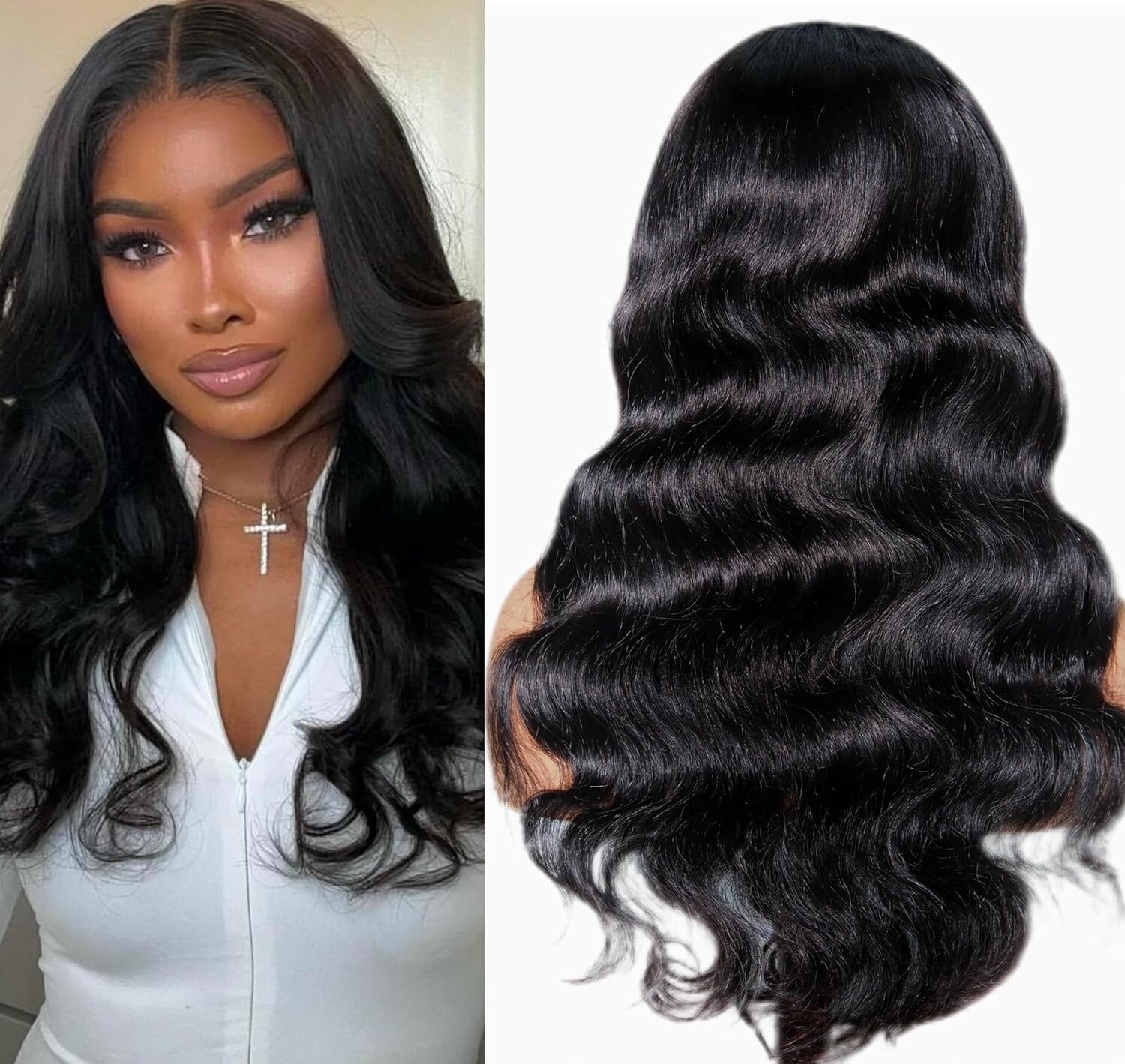 18 Inch U Part Body Wave Wig Human Hair Glueless No Sew In 180% Density