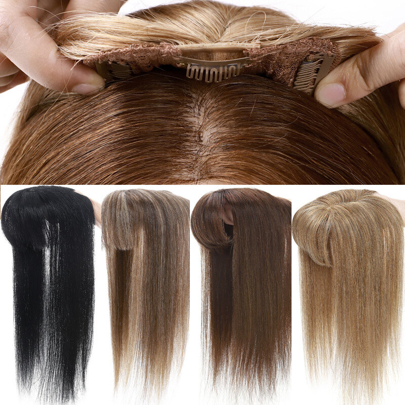 Natural Clip In 100% Human Hair Topper Hairpiece Toupee Wigs For Loss Hair Thick