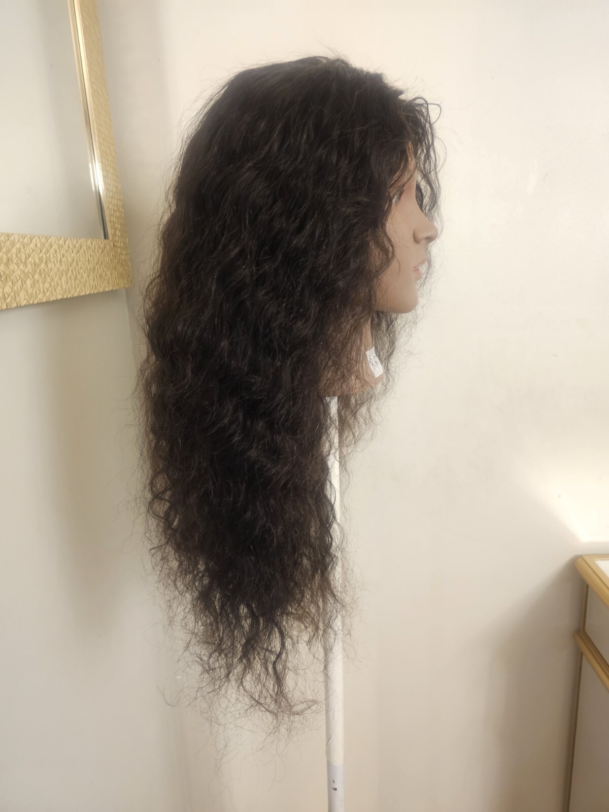 High Quality regular Top Black 24″ Water Wave 150% Virgin Human Hair Lace Wig