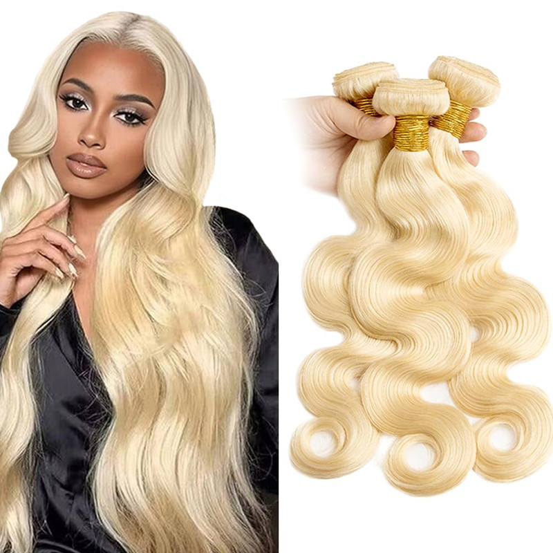 Auokmar 613 Bundles Human Hair Blonde Body Wave 3 Bundles Unprocessed Virgin