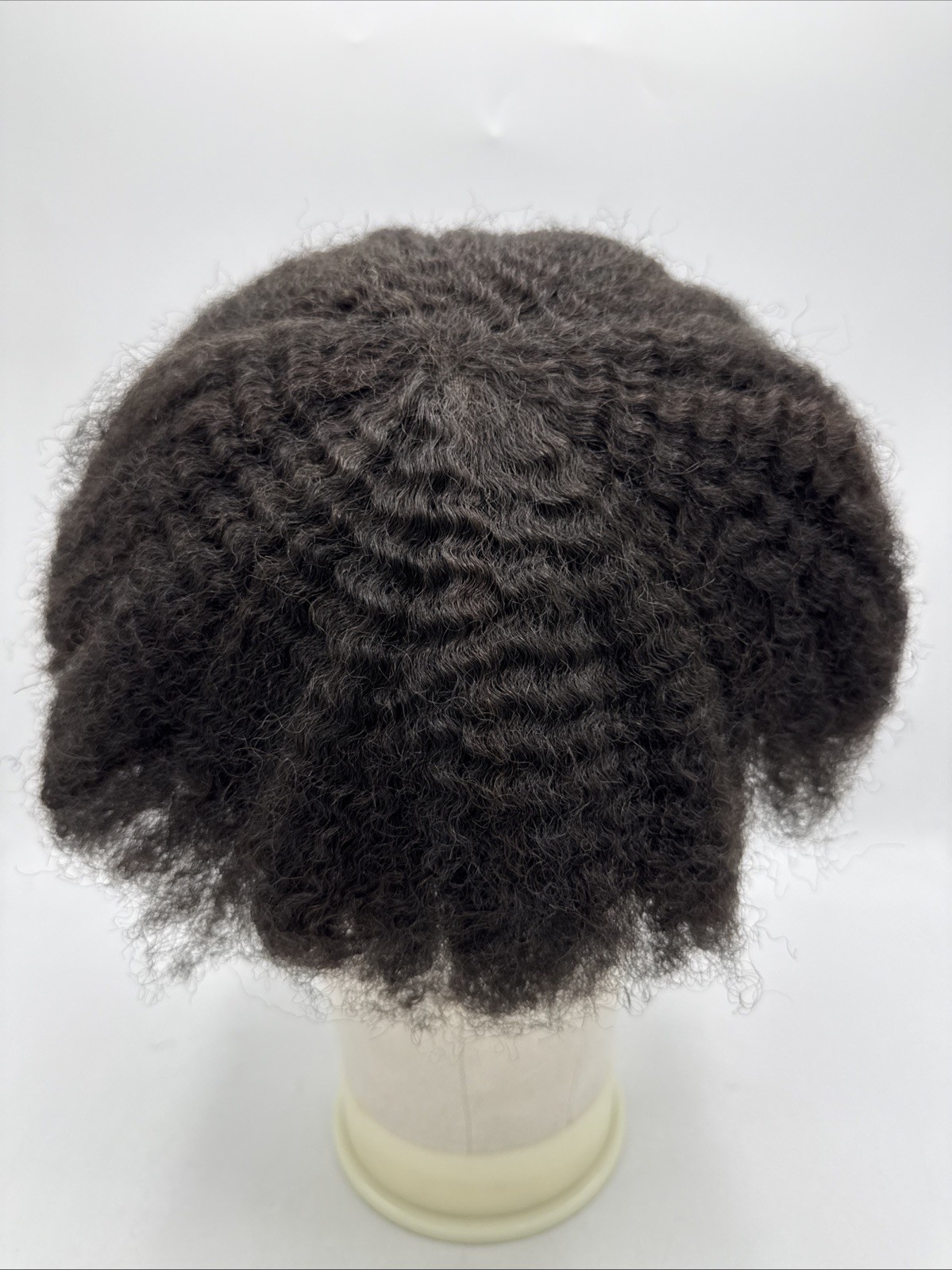Afro Toupee 4MM Curly Kinky Hair 7.5×9.5 inch Hairpiece # 1B Black NEW!
