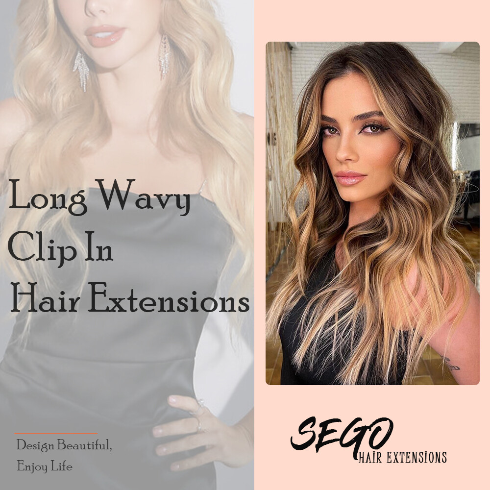100% THICK 4PCS Clip in Hair Extensions Long Wavy Hair Extensions 22″ Hairpiece