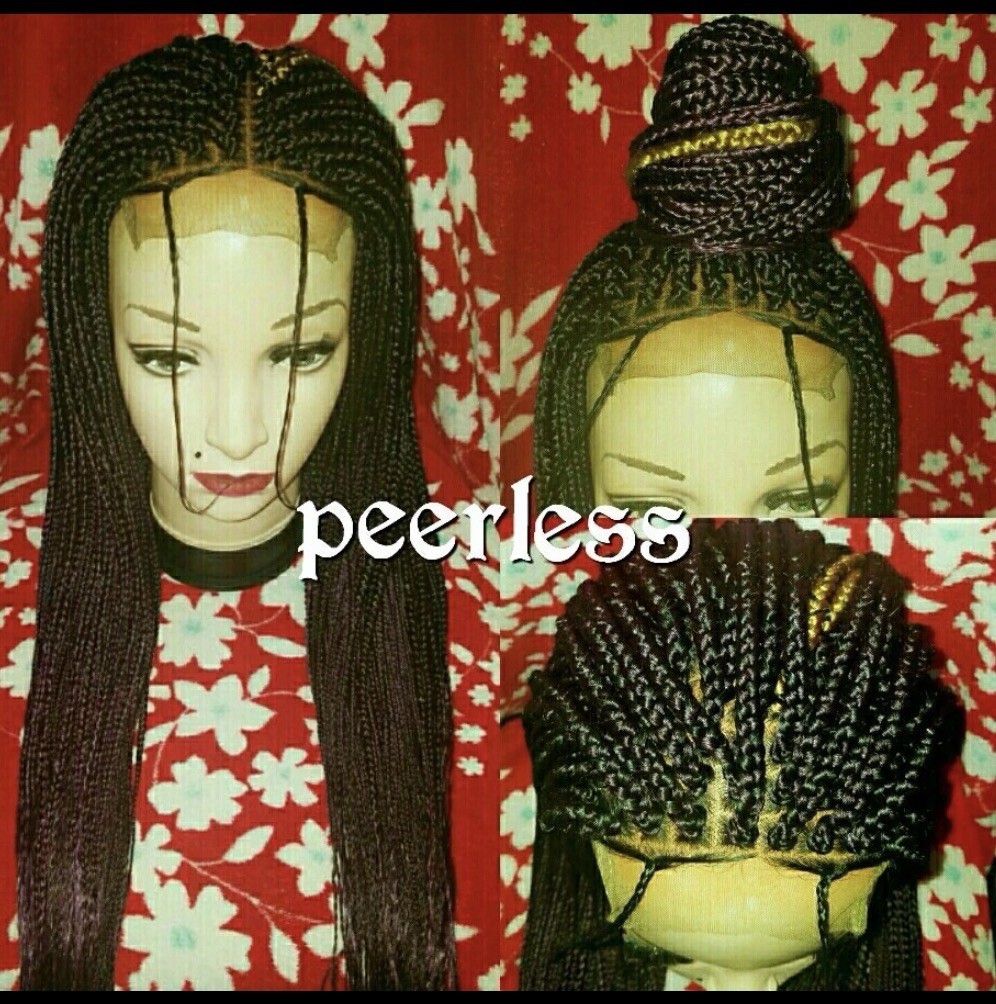Custom Fully hand braided lace closure box braid wig baby hair color purple 28in