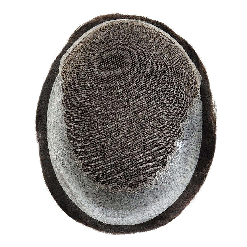 Toupee For Mens Human Hair Replecement System Lace Skin Hairpieces Black Hair Q6