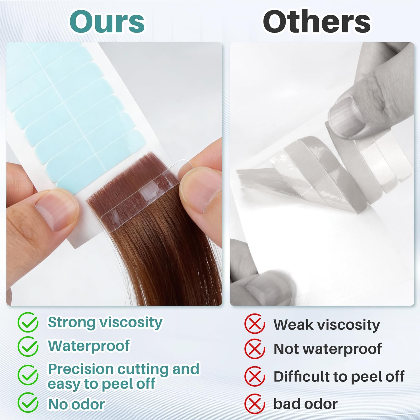 Hair Extension Tape Tabs, Strong Hold Waterproof Replacement for Wigs