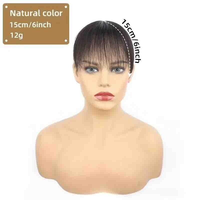 Women’s Human Hair Topper 6inch Round Short Straight Hairpiece Natural Look