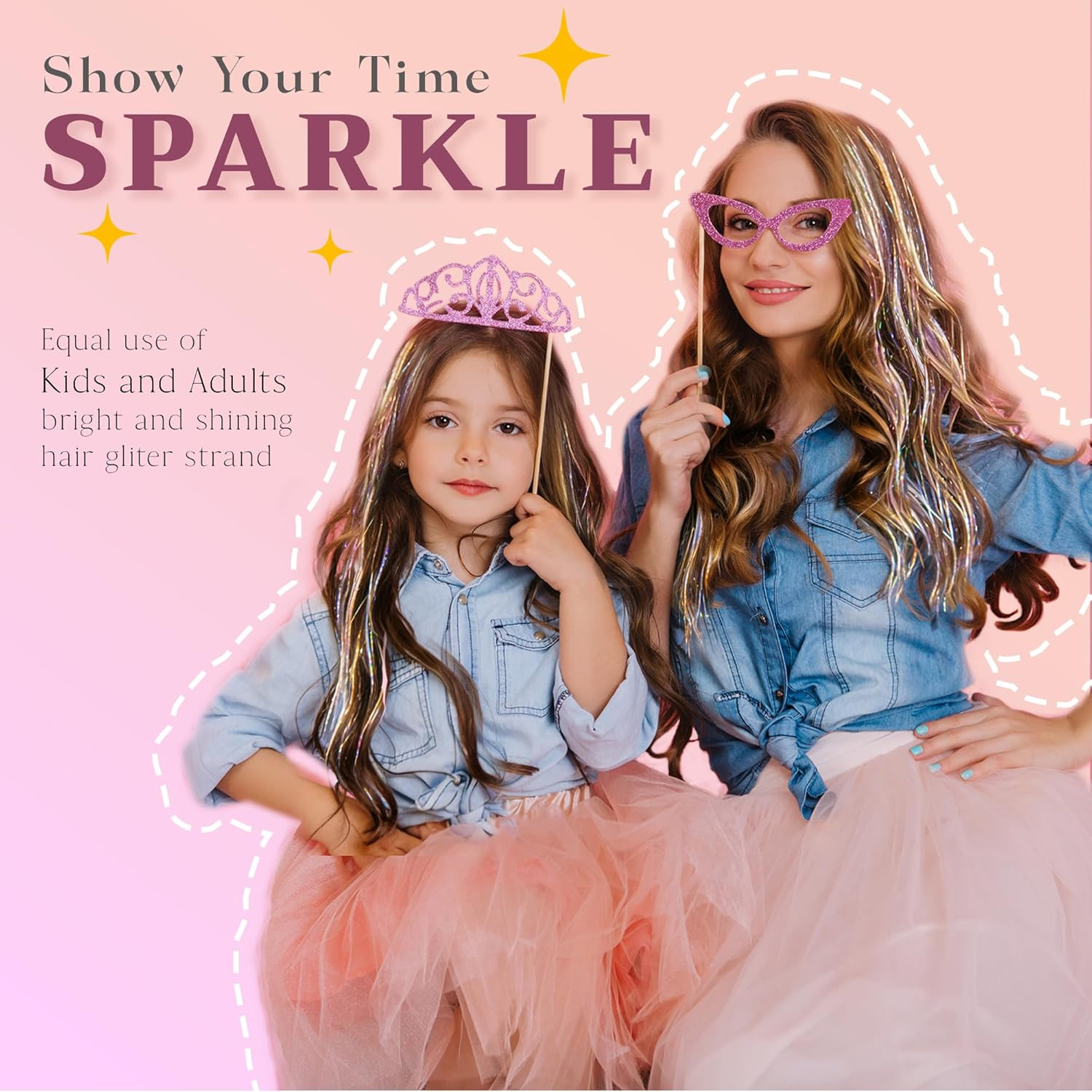 Hair Tinsel, 18 Colors Hair Tinsel Kit for Girls 8600 Strands Fairy Tinsel Hair