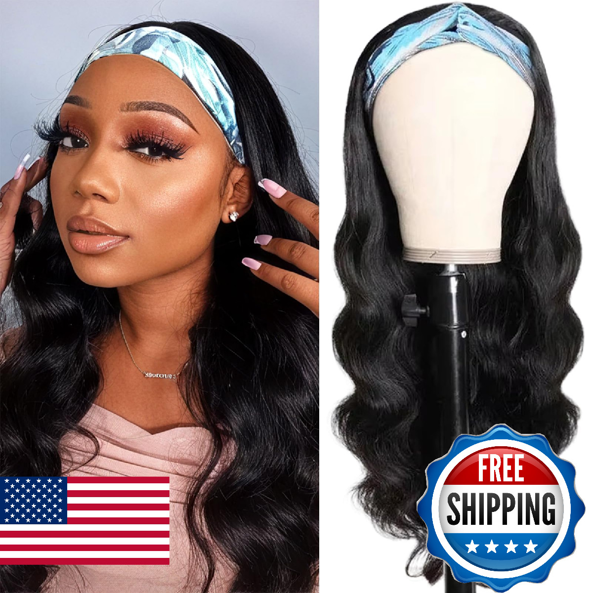 Hertune Headband Wig Human Hair Body Wave Human Hair Wigs 20 Inch Brazilian
