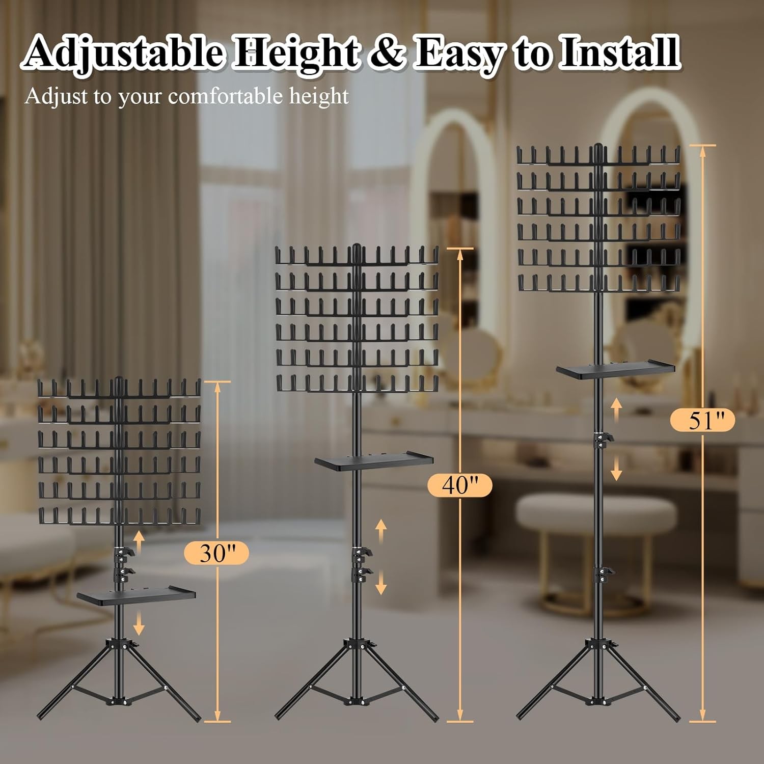 Braiding Rack 144 Pegs Height Adjustable Hair Extension Stand Tray 2-Side