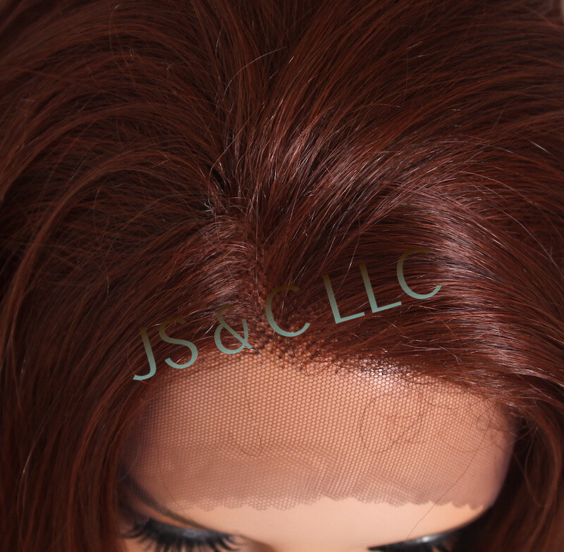 Human Hair Blend Full Lace Front Wig long Curly Auburn Mixed Hair DHO 33-130