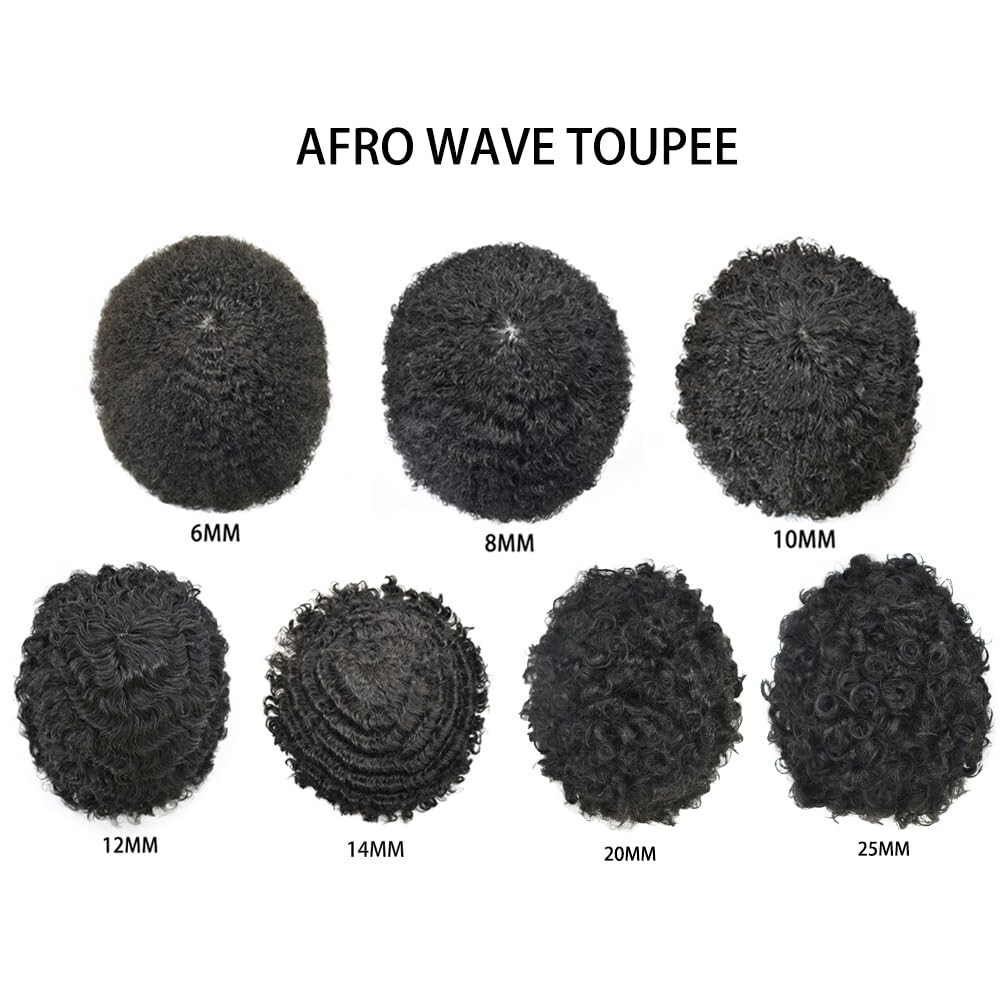 Afro Toupee For Black Men All Transparent Lace Curly 100%Human hair Weave system