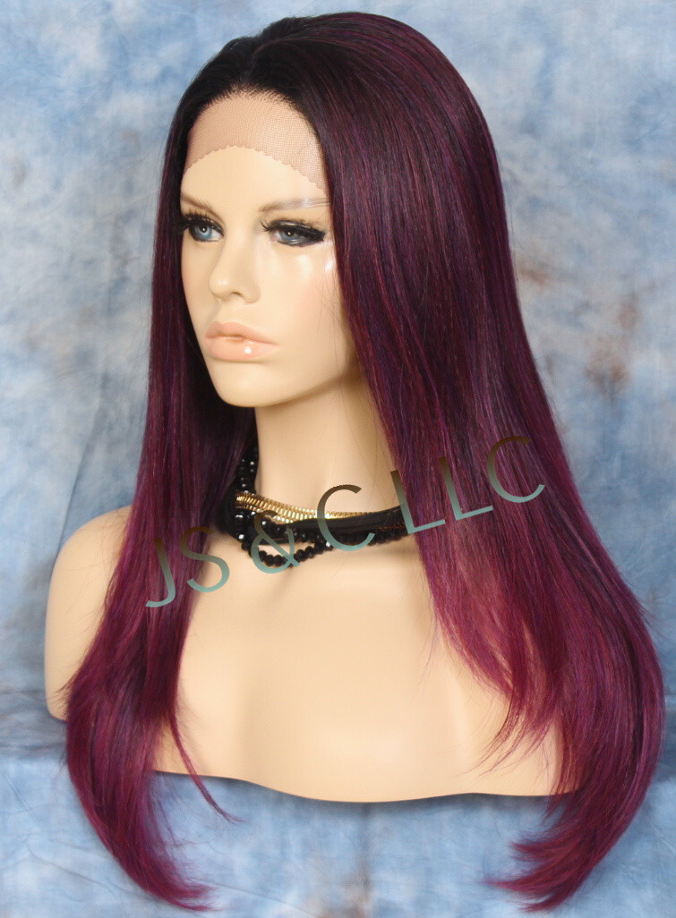 Long Straight Human Hair Blend Mono Top Lace Front Wig Sangaria WBDL